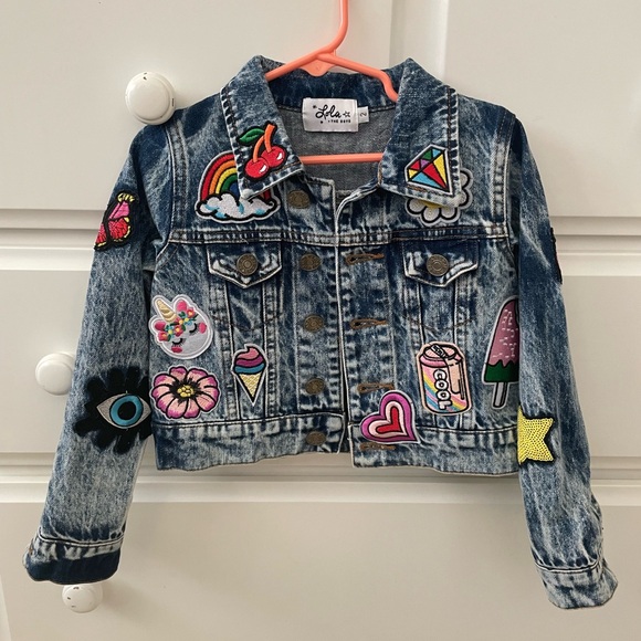 Lola + The Boys Denim Patch Jacket size 2 - Picture 1 of 10